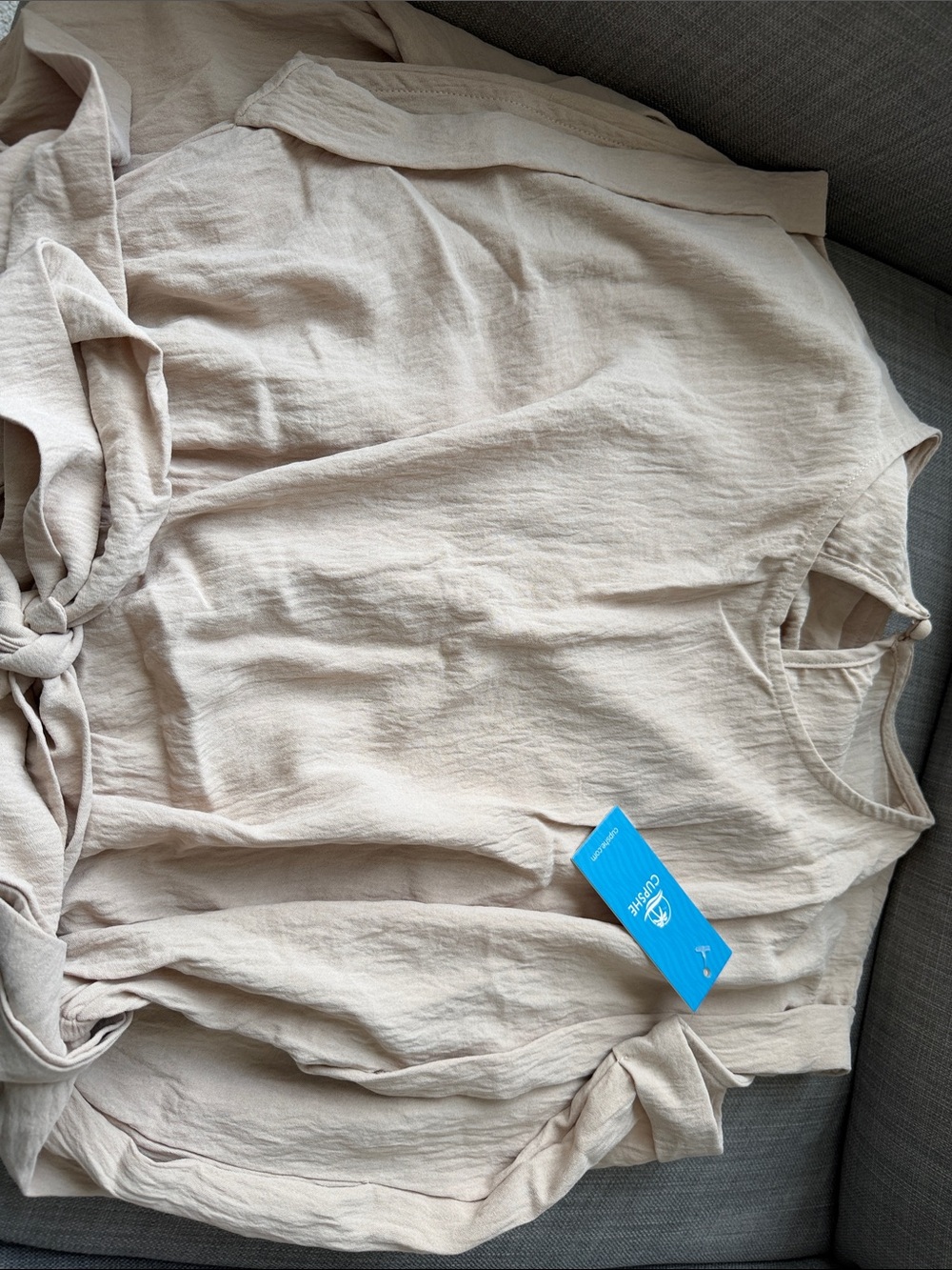 Cupshe Cream Sleeveless Tie-Waist Romper - Picture 7 of 7
